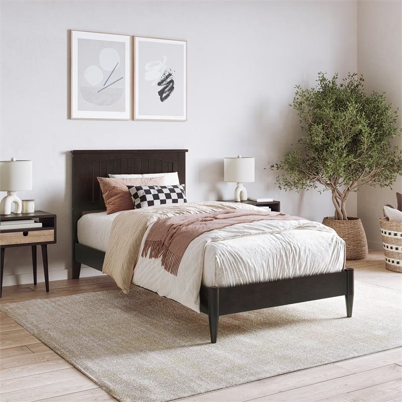 Naples Twin XL Wood Low Profile Platform Bed in Espresso
