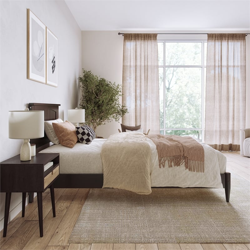 Naples Twin XL Wood Low Profile Platform Bed in Espresso