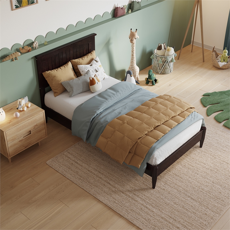 Naples Twin Wood Low Profile Platform Bed in Espresso