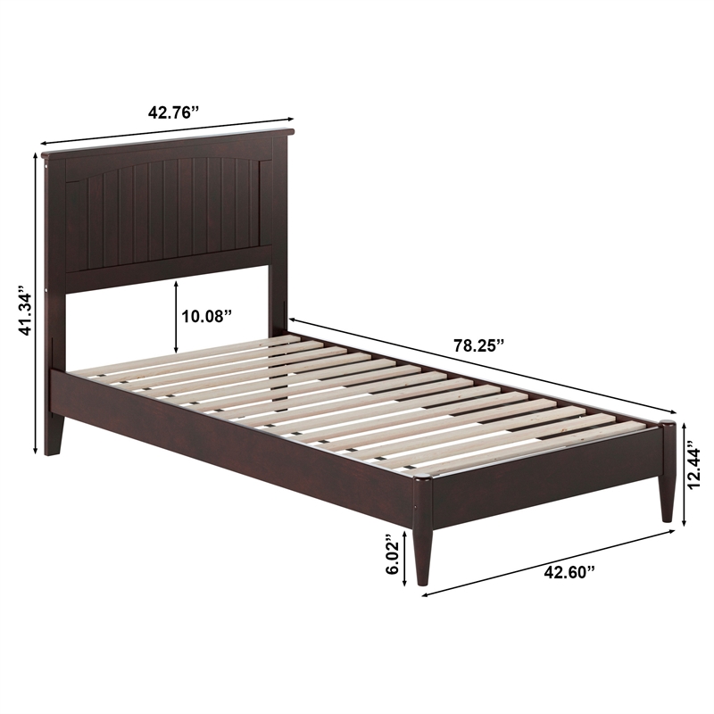 Naples Twin Wood Low Profile Platform Bed in Espresso