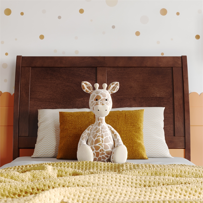 Valencia Twin Low Profile Wood Platform Bed with Matching Footboard in Walnut