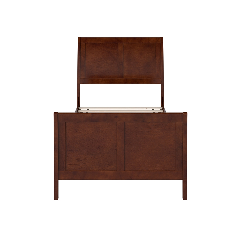Valencia Twin Low Profile Wood Platform Bed with Matching Footboard in Walnut