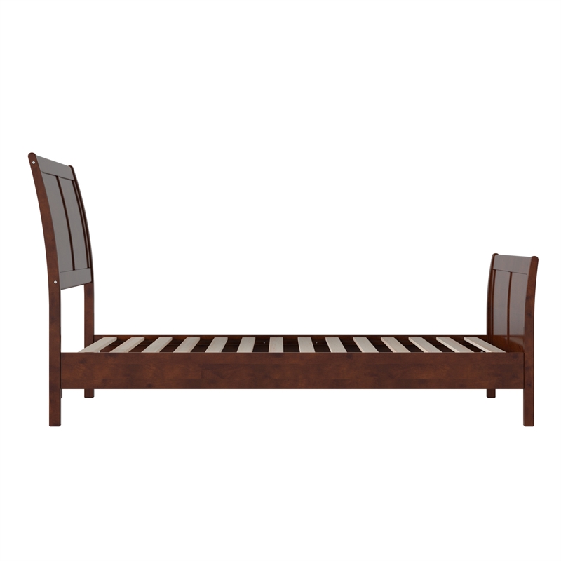 Valencia Twin Low Profile Wood Platform Bed with Matching Footboard in Walnut