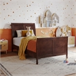 Valencia Twin Low Profile Wood Platform Bed with Matching Footboard in Walnut