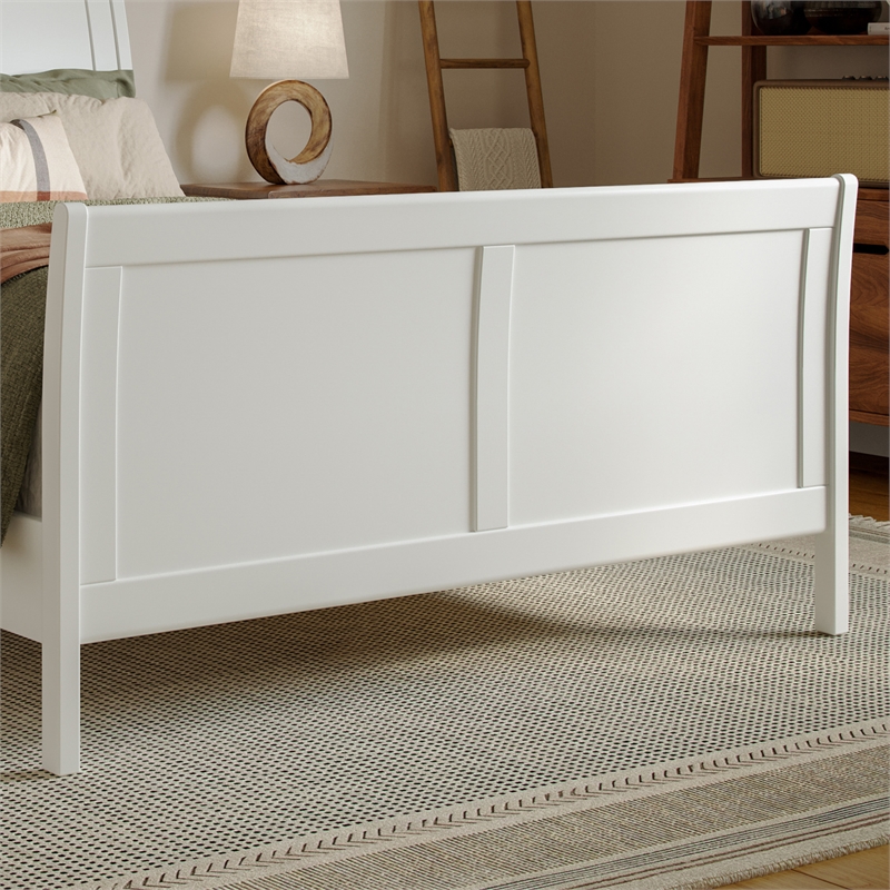 Valencia Full Low Profile Wood Platform Bed with Matching Footboard in White