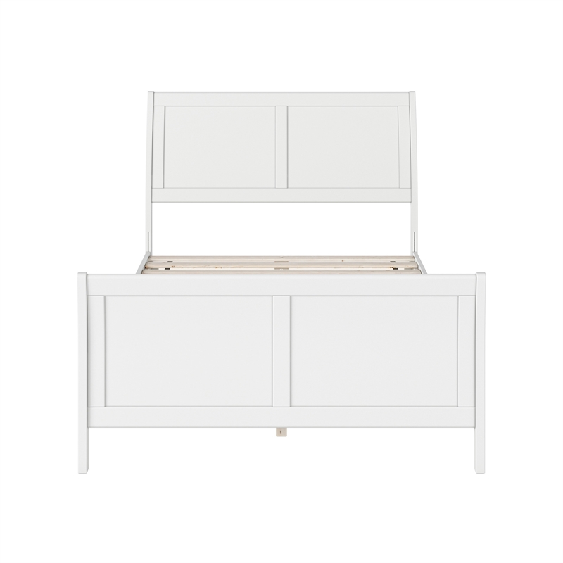 Valencia Full Low Profile Wood Platform Bed with Matching Footboard in White