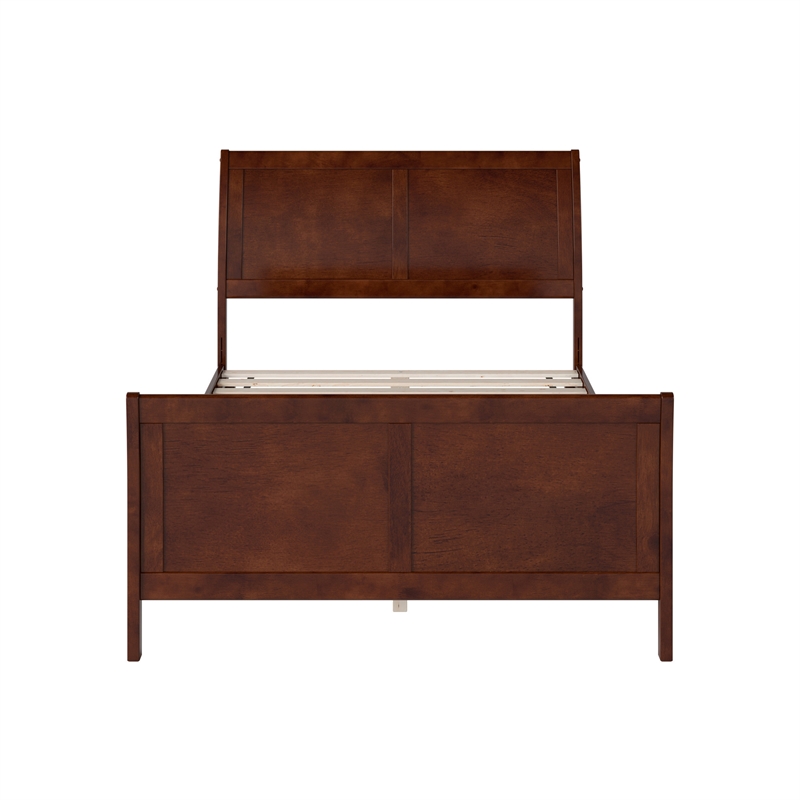 Valencia Full Low Profile Wood Platform Bed with Matching Footboard in Walnut