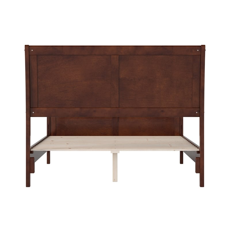 Valencia Full Low Profile Wood Platform Bed with Matching Footboard in Walnut