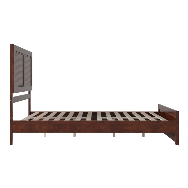 Berkshire Queen Wood Low Profile Platform Bed with Matching Footboard in Walnut
