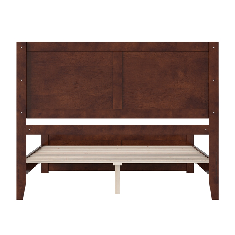 Berkshire Queen Wood Low Profile Platform Bed with Matching Footboard in Walnut