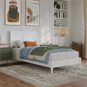 berkshire twin xl solid wood low profile platform bed in white
