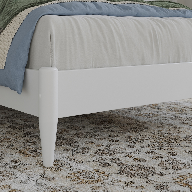 Berkshire Twin XL Wood Low Profile Platform Bed in White