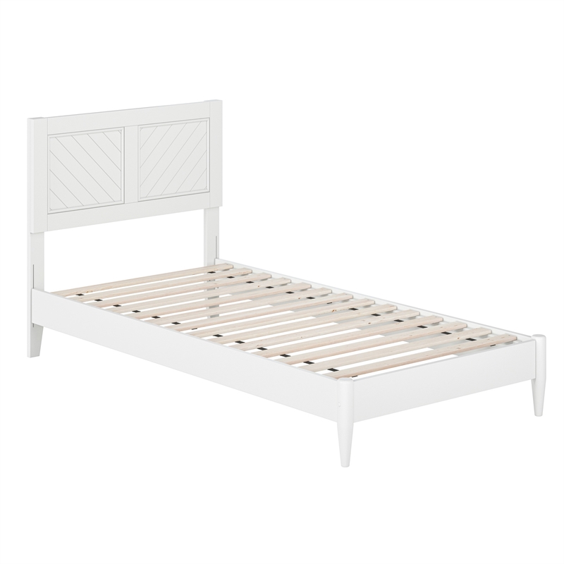 Berkshire Twin XL Wood Low Profile Platform Bed in White