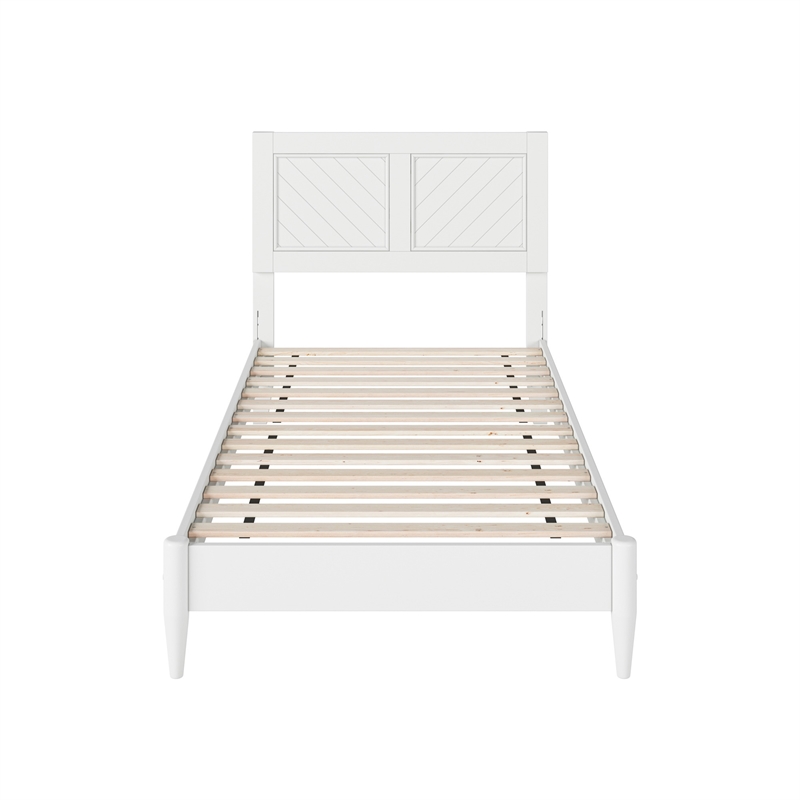Berkshire Twin XL Wood Low Profile Platform Bed in White