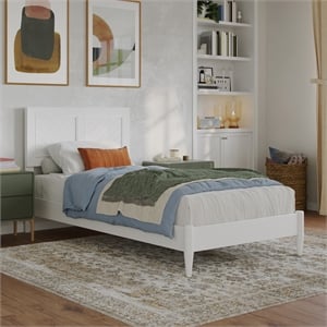 Berkshire Twin XL Solid Wood Low Profile Platform Bed in White