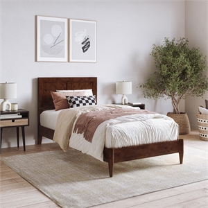 Berkshire Twin XL Solid Wood Low Profile Platform Bed in Walnut