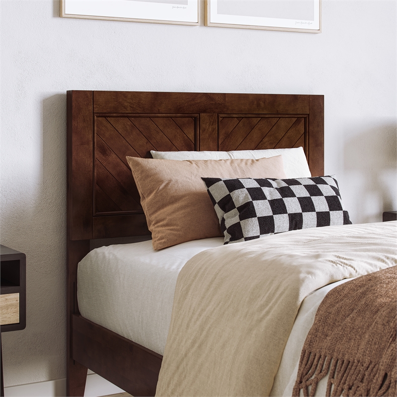 Berkshire Twin XL Wood Low Profile Platform Bed in Walnut