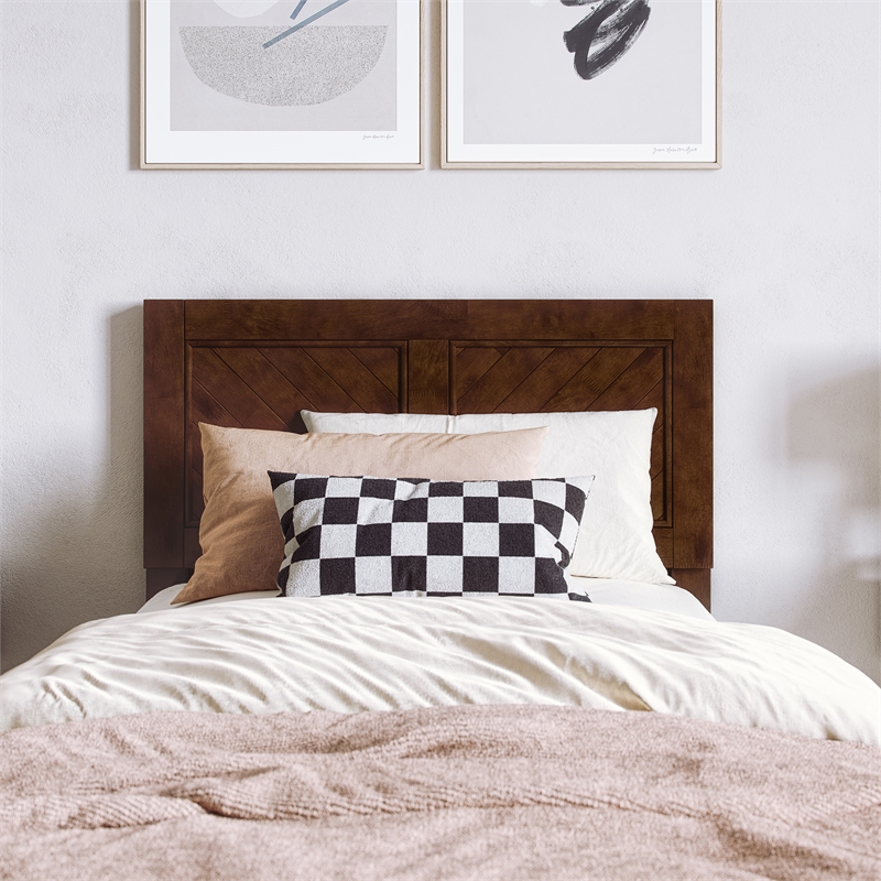 Berkshire Twin XL Wood Low Profile Platform Bed in Walnut