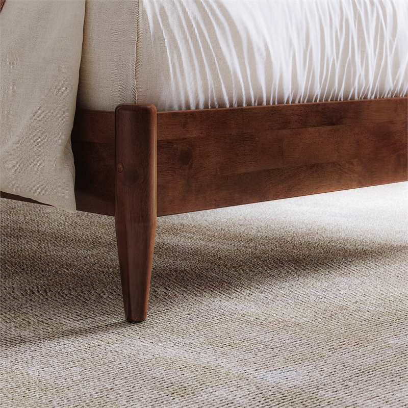 Berkshire Twin XL Wood Low Profile Platform Bed in Walnut