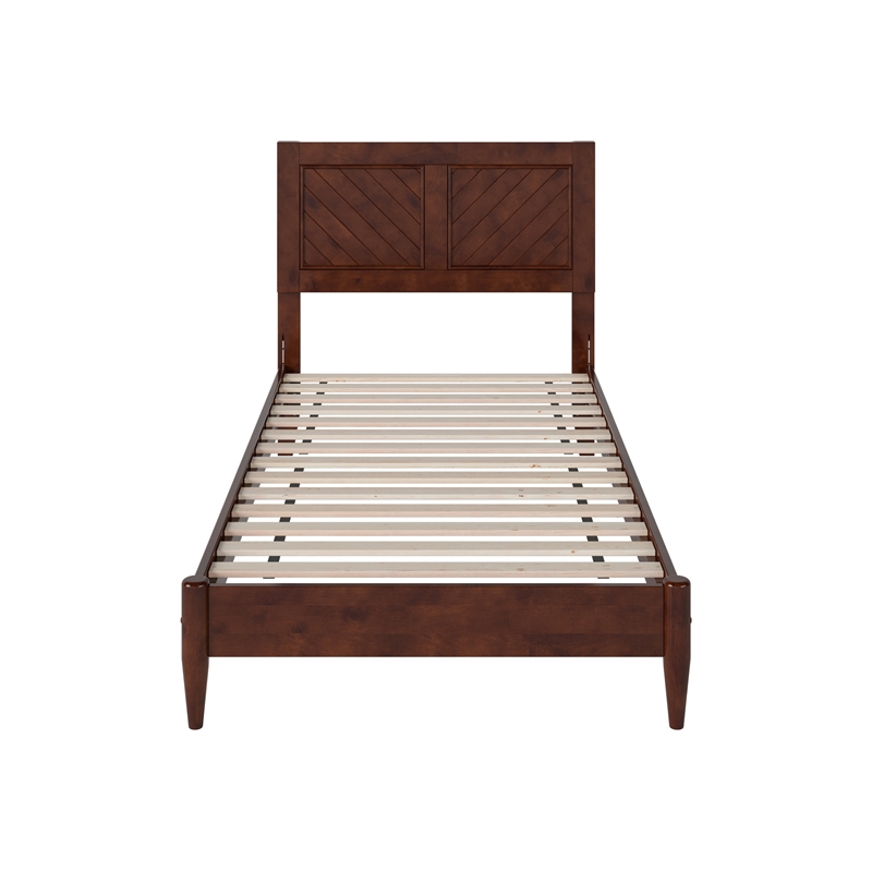 Berkshire Twin XL Wood Low Profile Platform Bed in Walnut