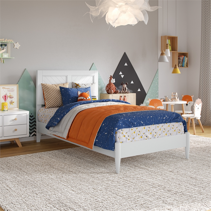 Berkshire Twin Wood Low Profile Platform Bed in White