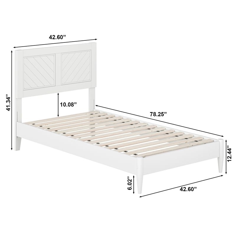 Berkshire Twin Wood Low Profile Platform Bed in White