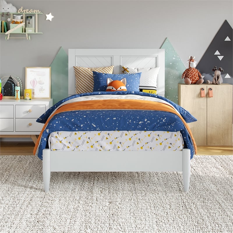 Berkshire Twin Wood Low Profile Platform Bed in White