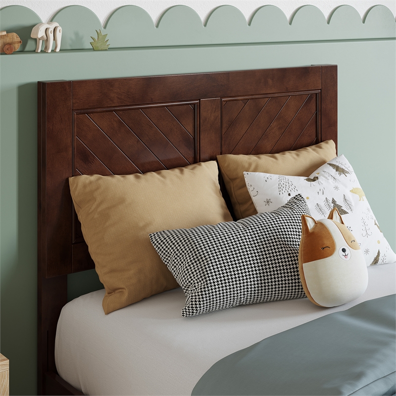 Berkshire Twin Solid Wood Low Profile Platform Bed in Walnut