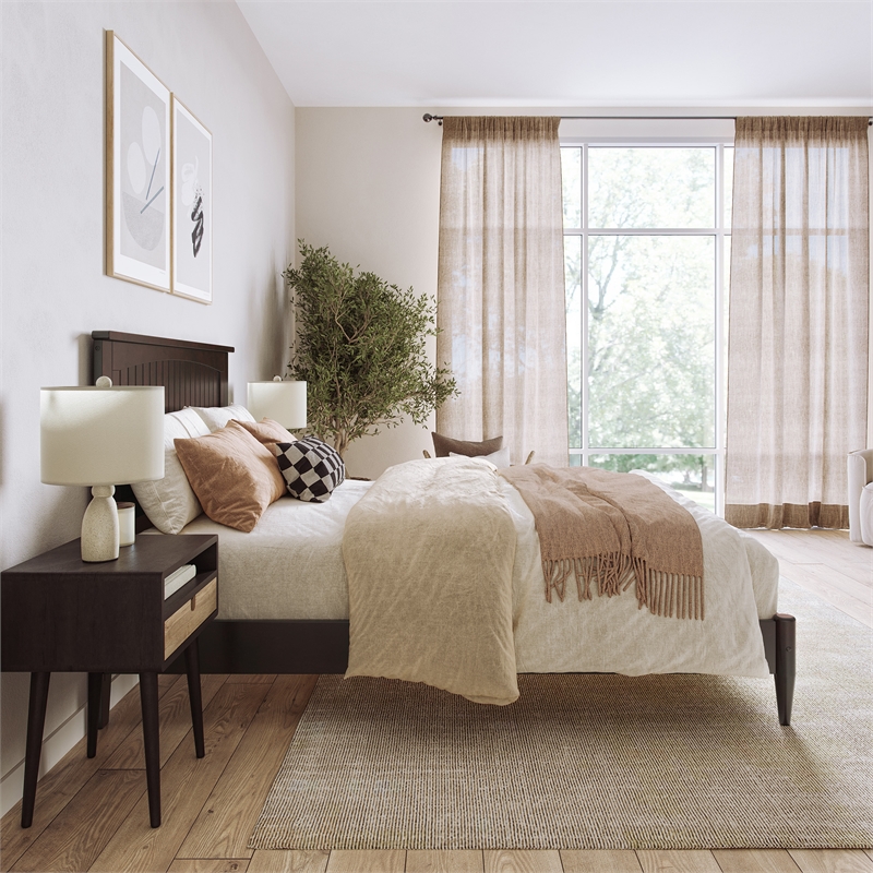 Naples Full Wood Low Profile Platform Bed in Espresso
