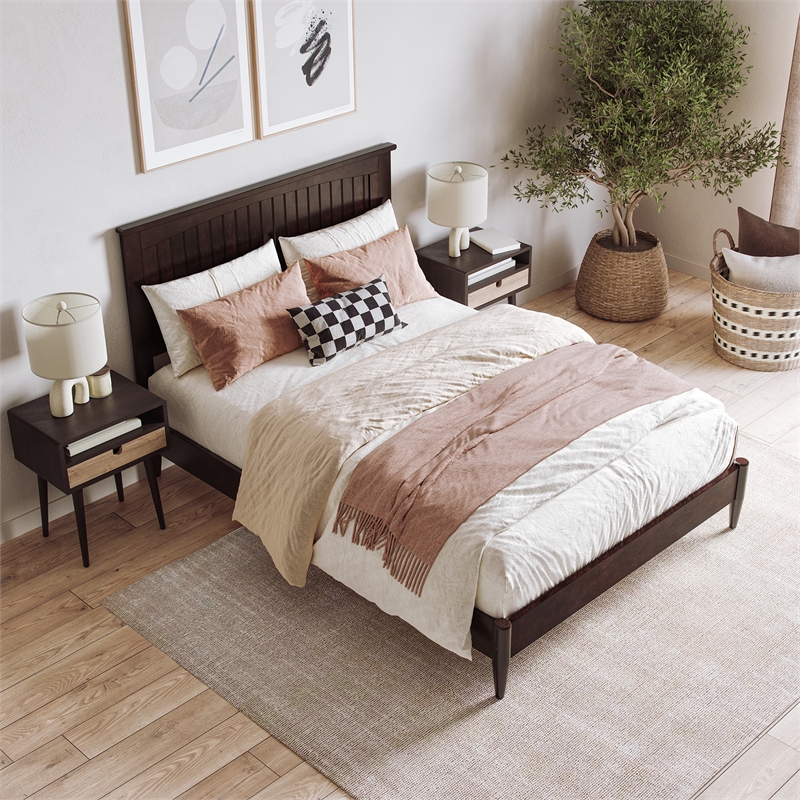 Naples Full Wood Low Profile Platform Bed in Espresso
