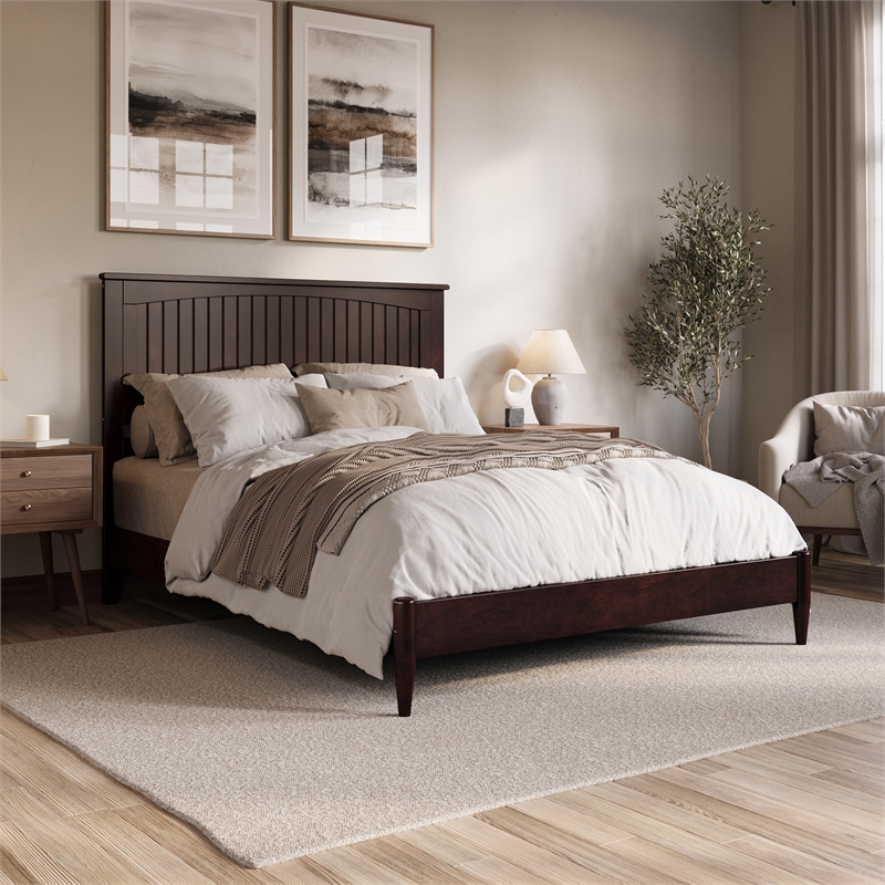 Naples Queen Wood Low Profile Platform Bed in Espresso