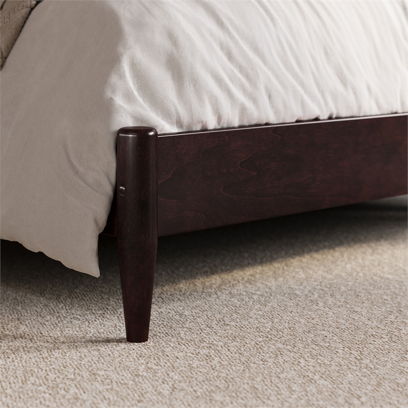 Naples Queen Wood Low Profile Platform Bed in Espresso