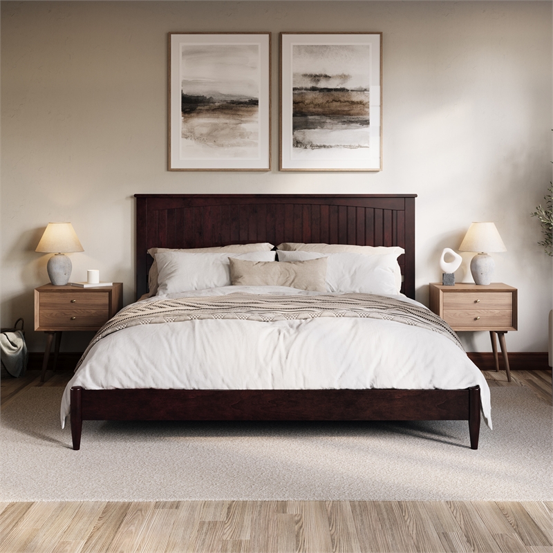 Naples King Wood Low Profile Platform Bed in Espresso