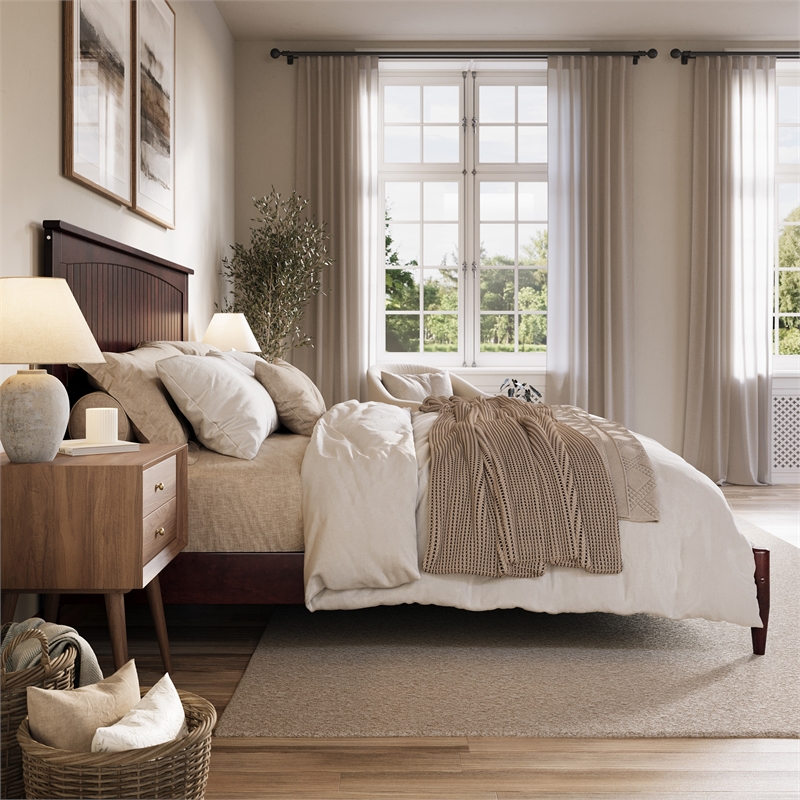 Naples King Wood Low Profile Platform Bed in Espresso