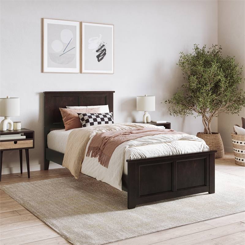 Charlotte Twin XL Low Profile Platform Bed with Matching Footboard in Espresso