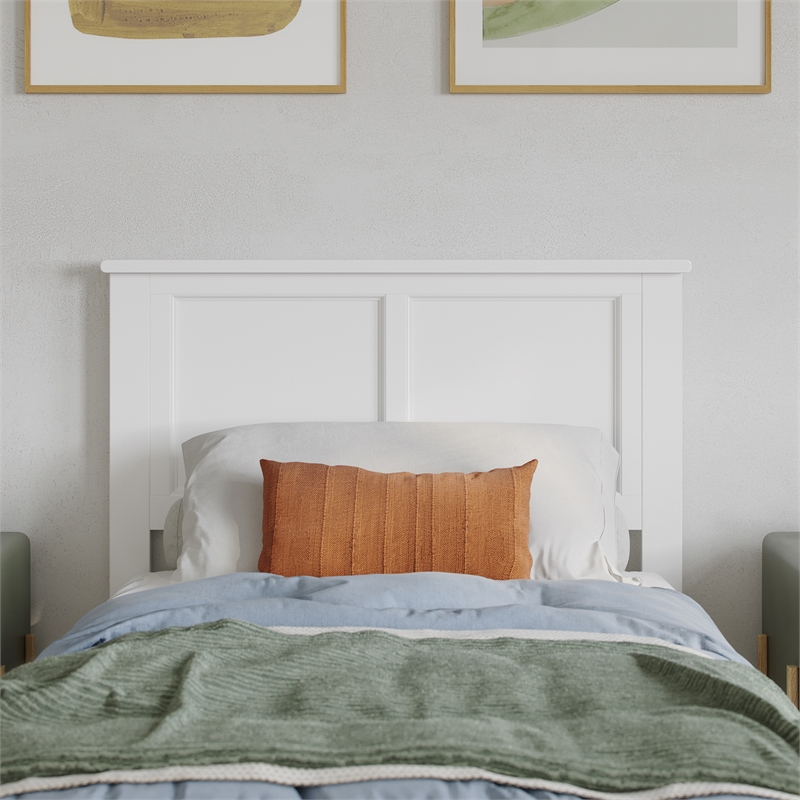 Charlotte Twin XL Wood Low Profile Platform Bed with Matching Footboard in White