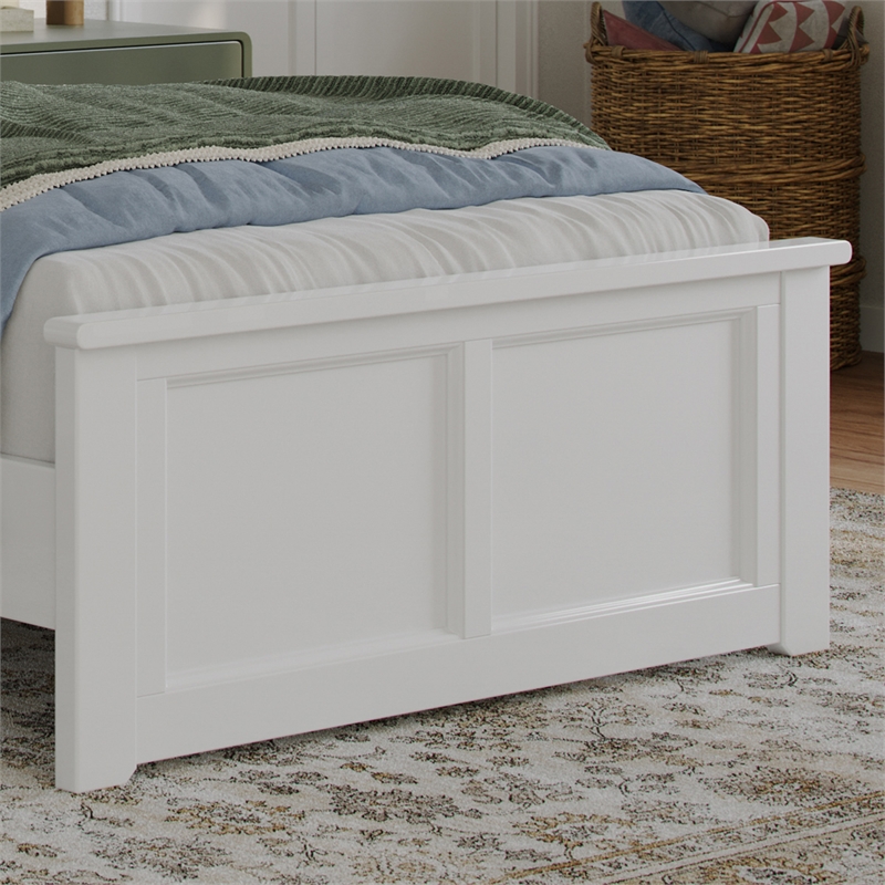 Charlotte Twin XL Wood Low Profile Platform Bed with Matching Footboard in White