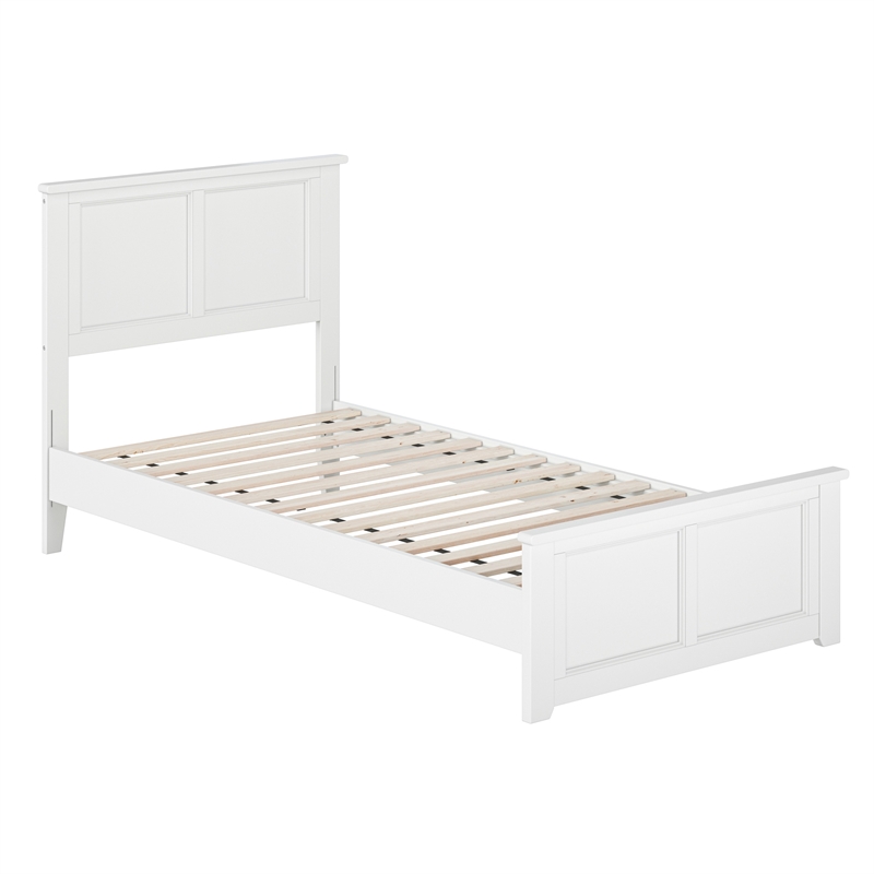 Charlotte Twin XL Wood Low Profile Platform Bed with Matching Footboard in White