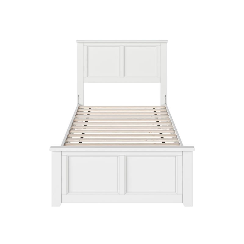 Charlotte Twin XL Wood Low Profile Platform Bed with Matching Footboard in White