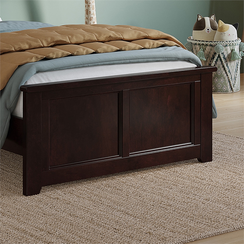Charlotte Twin Wood Low Profile Platform Bed with Matching Footboard in Espresso