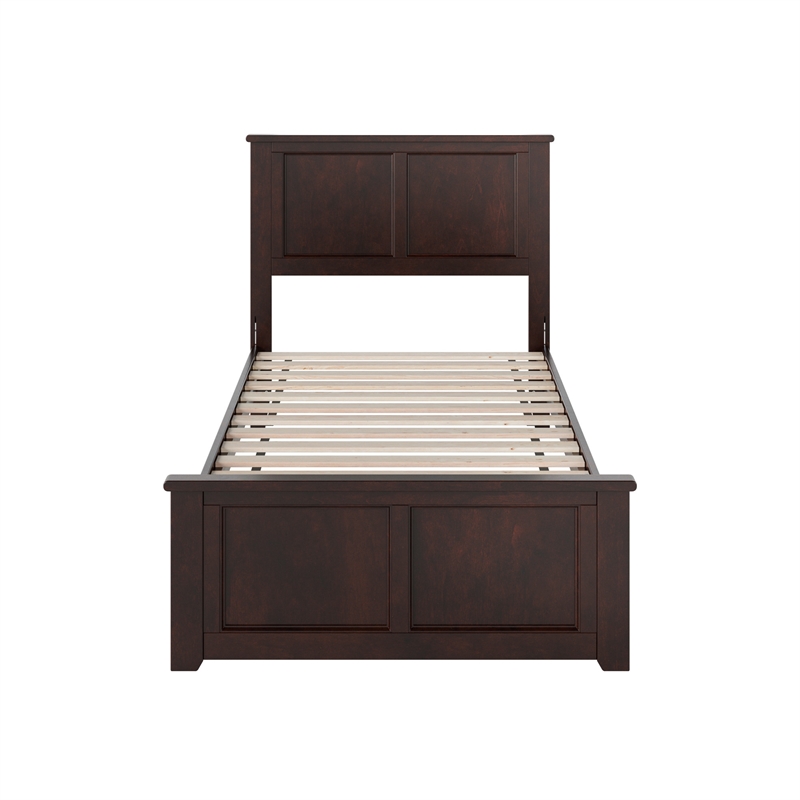 Charlotte Twin Wood Low Profile Platform Bed with Matching Footboard in Espresso