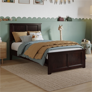 Charlotte Twin Wood Low Profile Platform Bed with Matching Footboard in Espresso