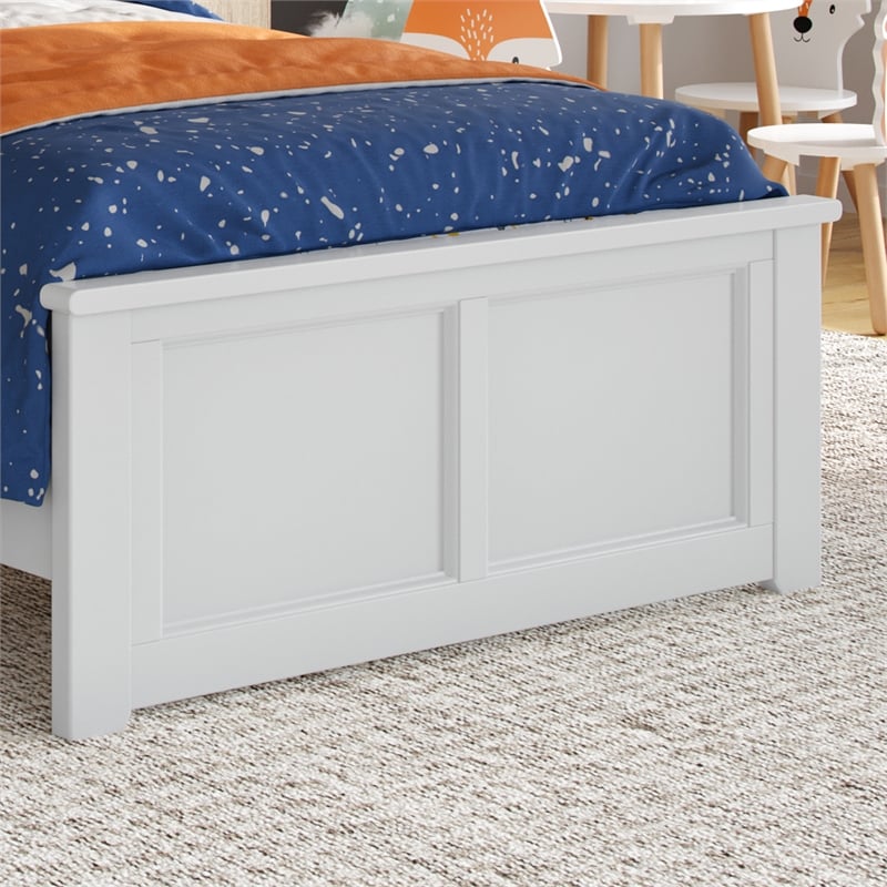 Charlotte Twin Wood Low Profile Platform Bed with Matching Footboard in White