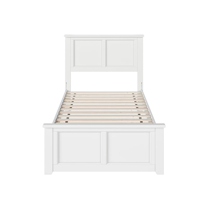 Charlotte Twin Wood Low Profile Platform Bed with Matching Footboard in White