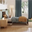 Charlotte Twin Wood Low Profile Platform Bed with Matching Footboard in Walnut