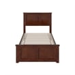 Charlotte Twin Wood Low Profile Platform Bed with Matching Footboard in Walnut