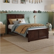 Charlotte Twin Wood Low Profile Platform Bed with Matching Footboard in Walnut