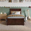 Charlotte Twin Wood Low Profile Platform Bed with Matching Footboard in Walnut