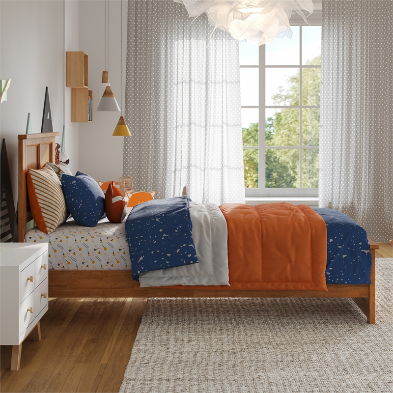 Charlotte Twin Low Profile Platform Bed with Matching Footboard in Light Toffee