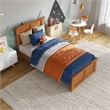 Charlotte Twin Low Profile Platform Bed with Matching Footboard in Light Toffee